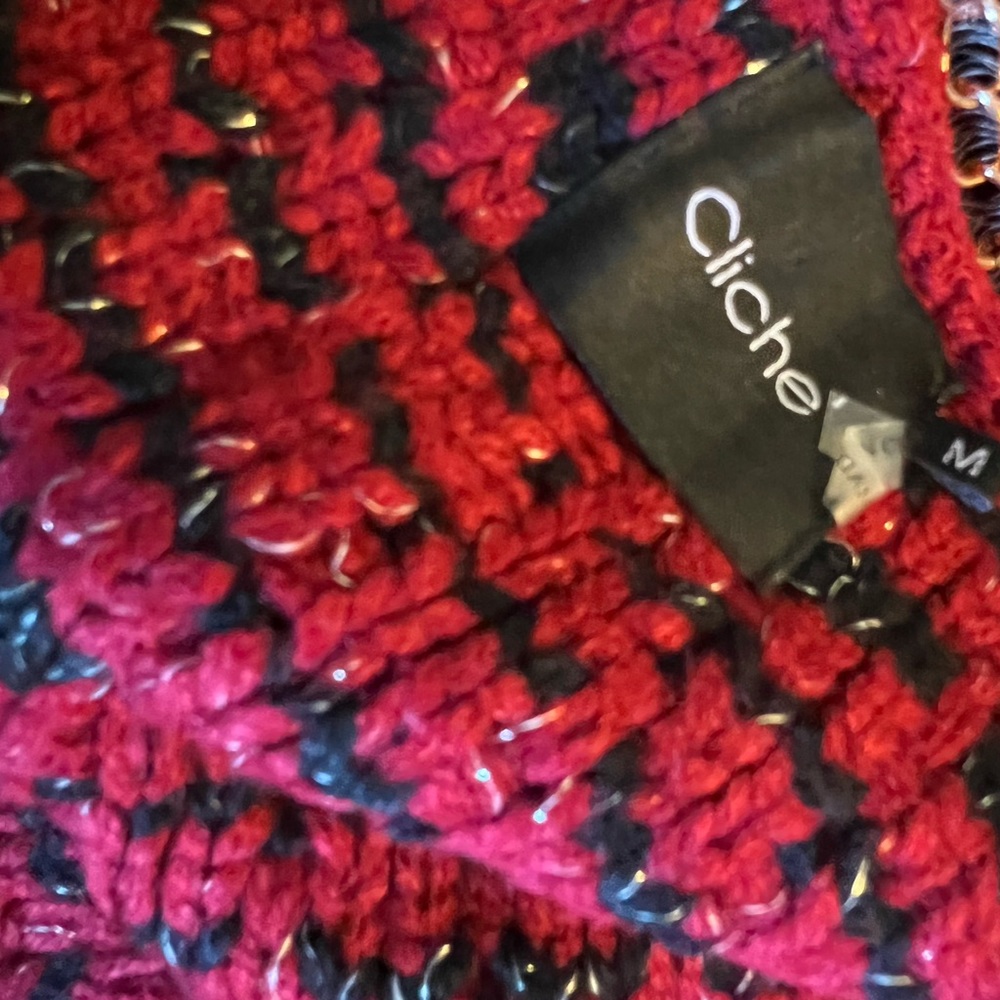 Clichê for Boston Proper tweed chain trim red cardigan ♥️🌹⭐️ - Picture 12 of 13